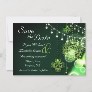 Celtic Clovers and String Lights Irish Wedding Save The Date