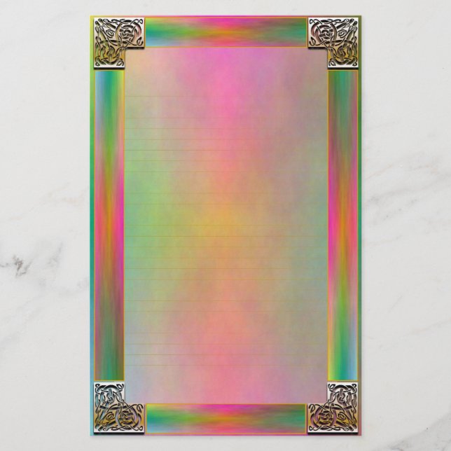 "Celtic Corners Four" Fine Lined Stationery (Front)