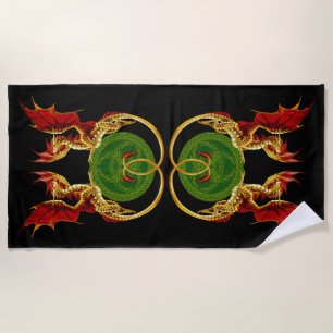 Celtic Crescent Moon And Dragons Beach Towel