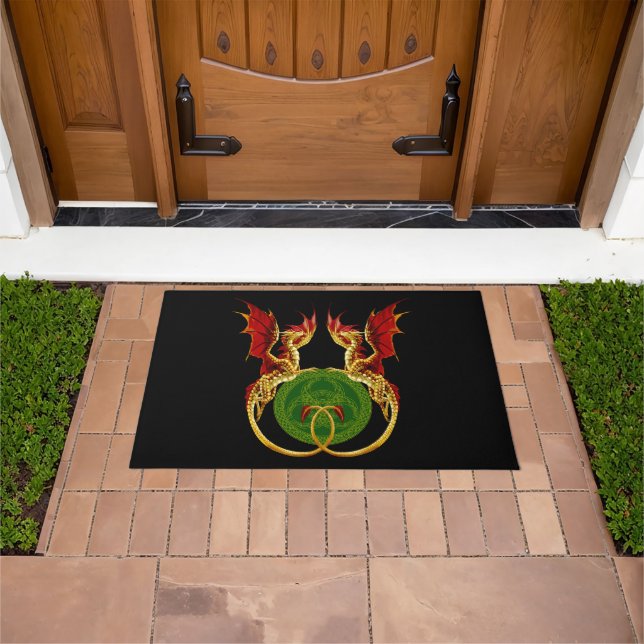 Celtic Crescent Moon And Dragons Doormat (Outdoor)
