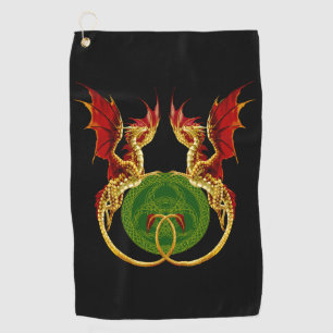 Celtic Crescent Moon And Dragons Golf Towel