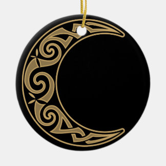 Celtic Crescent Moon Ceramic Tree Decoration
