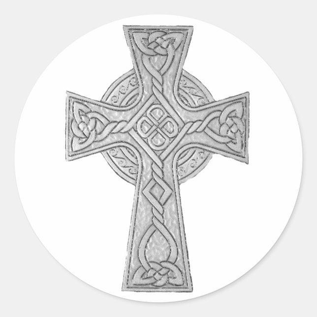 Celtic Cross 3 Black Classic Round Sticker (Front)
