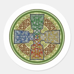 Celtic Cross 4-Colour Classic Round Sticker