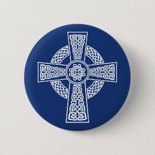Celtic cross 6 cm round badge