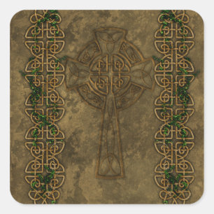 Celtic Cross and Celtic Knots Square Sticker