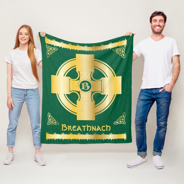 Celtic Cross and Knot Letter B Monogram and Name Fleece Blanket (In Situ)