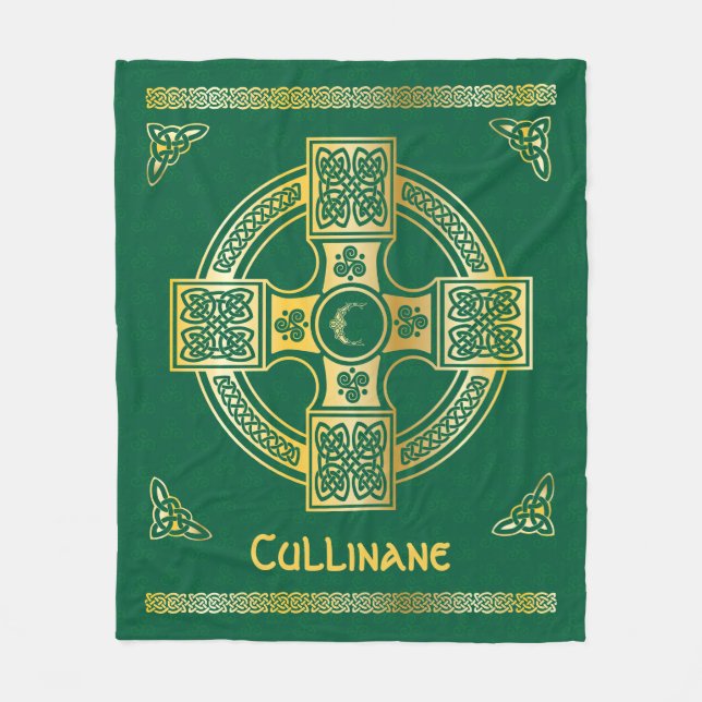 Celtic Cross and Knot Letter C Monogram and Name Fleece Blanket (Front)