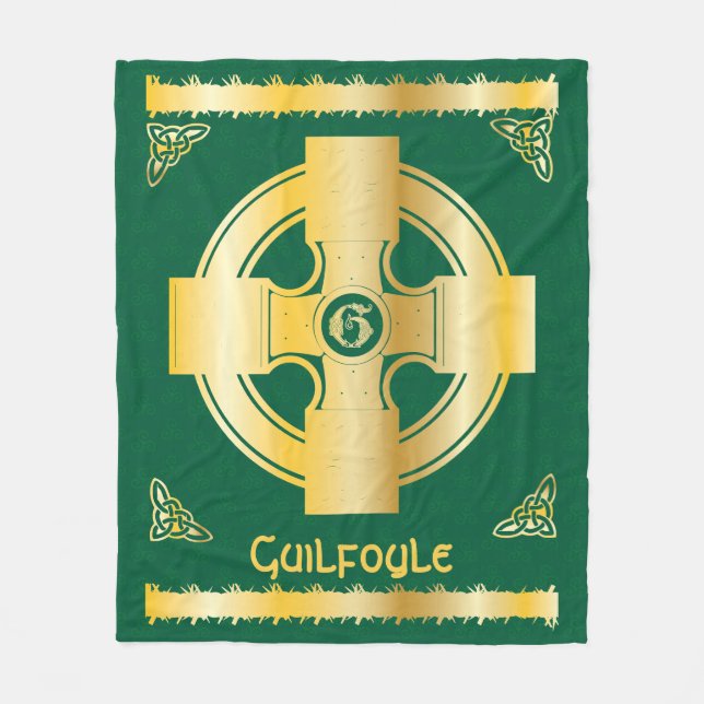 Celtic Cross and Knot Letter G Monogram and Name Fleece Blanket (Front)