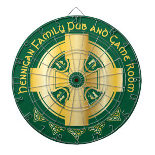 Celtic Cross and Knot Letter H Monogram and Name Dartboard