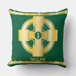 Celtic Cross and Knot Letter I Monogram and Name Cushion