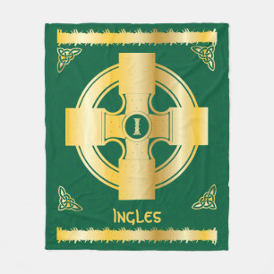 Celtic Cross and Knot Letter I Monogram and Name Fleece Blanket