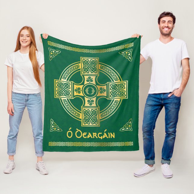 Celtic Cross and Knot Letter O Monogram and Name Fleece Blanket (In Situ)