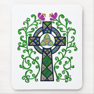 Celtic Cross and Vines Mouse Pad