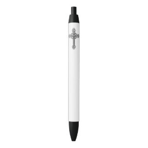 Celtic cross black ink pen