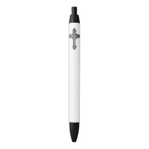 Celtic cross black ink pen