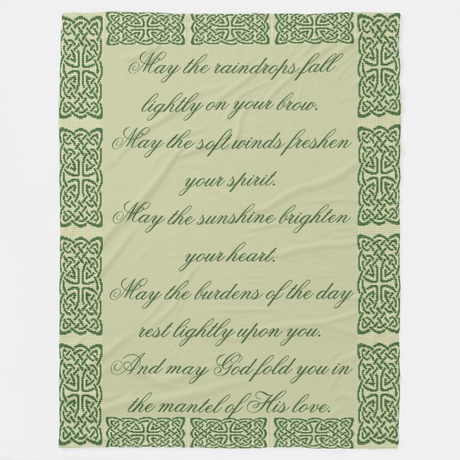 Celtic Cross Blessing Fleece Blanket (Front)