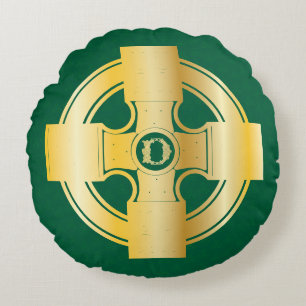 Celtic Cross Celtic Knot Letter D Monogram Round Cushion