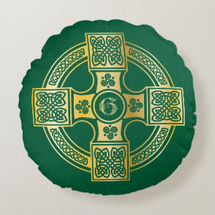 Celtic Cross Celtic Knot Letter G Monogram Round Cushion