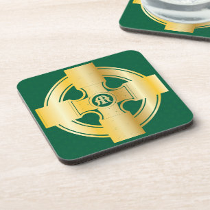 Celtic Cross Celtic Knot Letter M Monogram Coaster
