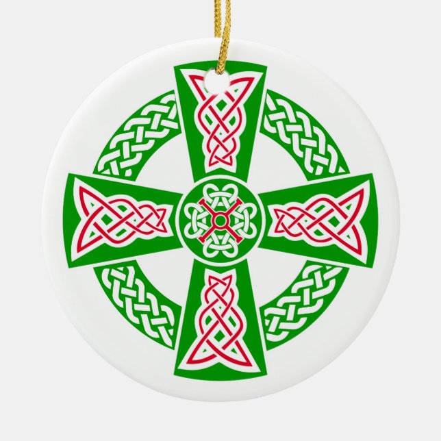 Celtic cross ceramic tree decoration (Front)