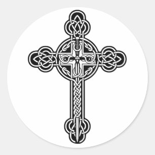 Celtic cross classic round sticker