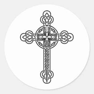 Celtic cross classic round sticker
