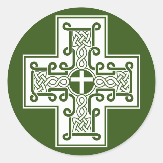 Celtic cross classic round sticker (Front)