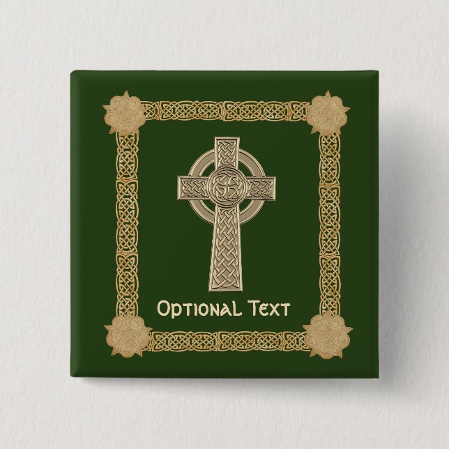 Celtic Cross Custom 15 Cm Square Badge (Front)