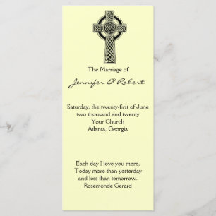 Celtic Cross in Black and Ivory Wedding Program Programme