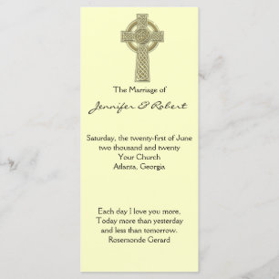 Celtic Cross in Gold and Ivory Wedding Program Programme