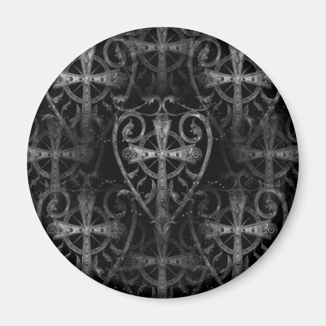 Celtic cross in heart gothic crypt door magnet (Front)