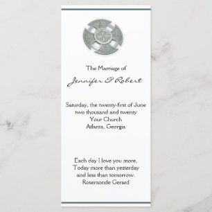 Celtic Cross in Silver and White Wedding Program Programme