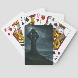 Celtic Cross in Stormy Windswept Sea  Playing Cards