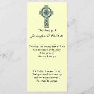 Celtic Cross in Teal and Ivory Wedding Program Programme