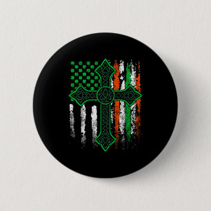 Celtic cross irish american flag st patrick's day 6 cm round badge