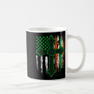 Celtic cross irish american flag st patrick's day coffee mug