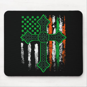 Celtic cross irish american flag st patrick's day mouse pad