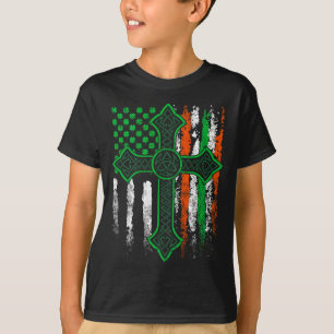 Celtic cross irish american flag st patrick's day T-Shirt