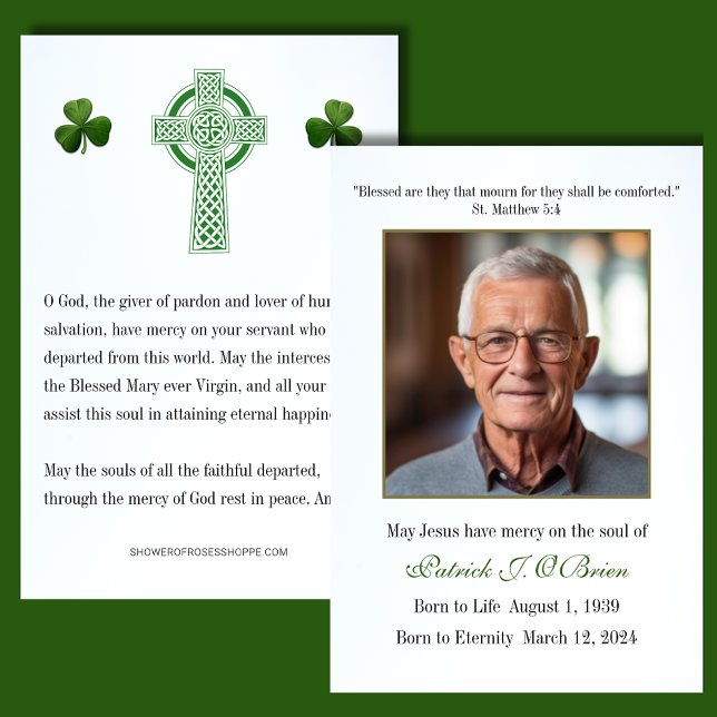 Celtic Cross Irish Funeral Memorial Prayer Cards (Creator Uploaded)