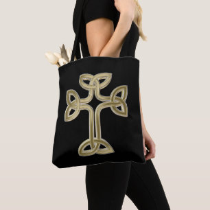 Celtic cross knot tote bag
