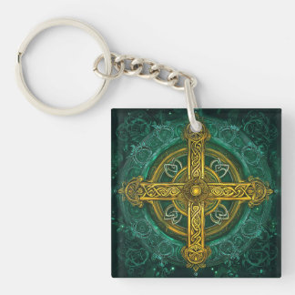 Celtic Cross Logo #6 Digital Art Key Ring