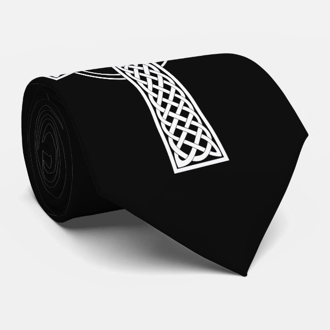 Celtic Cross on Black Background Tie (Rolled)