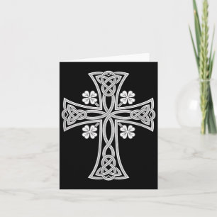 Celtic Cross Shamrocks Vintage St Patricks Day Art Card