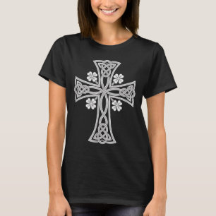 Celtic Cross Shamrocks Vintage St Patricks Day Art T-Shirt