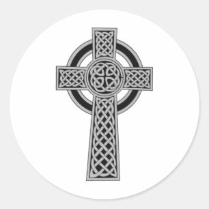 Celtic Cross - Silver Classic Round Sticker
