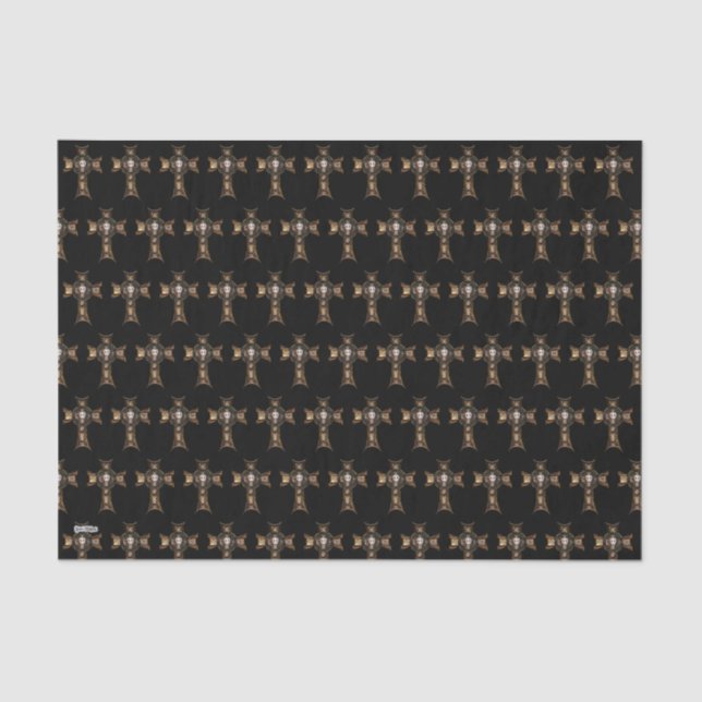 Celtic Cross & Skull (Gold) Tissue Paper (Front)