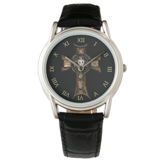 Celtic Cross & Skull (Gold) Watch (Front)