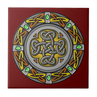 Celtic cross steel and leather tile