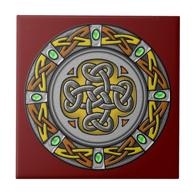 Celtic cross steel and leather tile (Front)